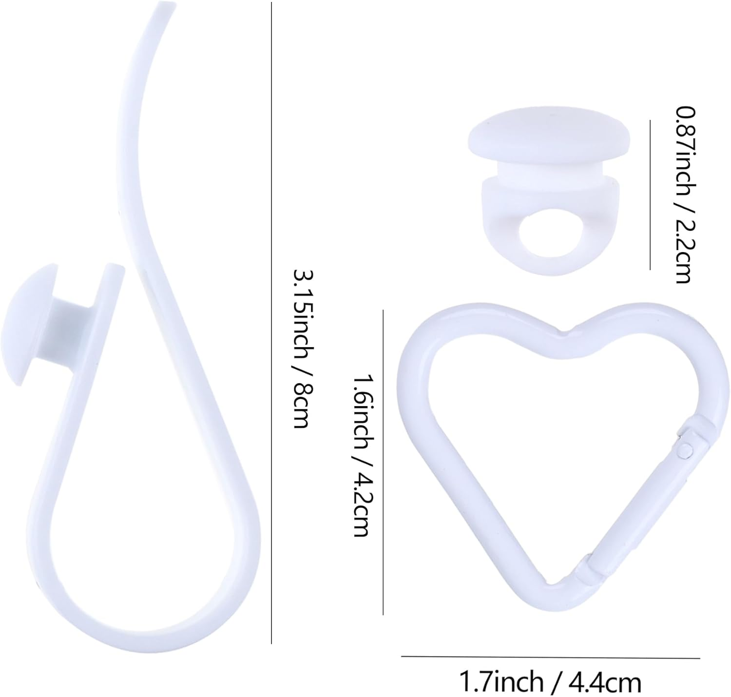Vagocom Hook + Keychain Clip Accessory for Bogg Bag and Simply Southern Tote, Cute Heart Shaped Key Chain Clip Charm Decorative for Rubber Beach Handbag(White) - White image number 2