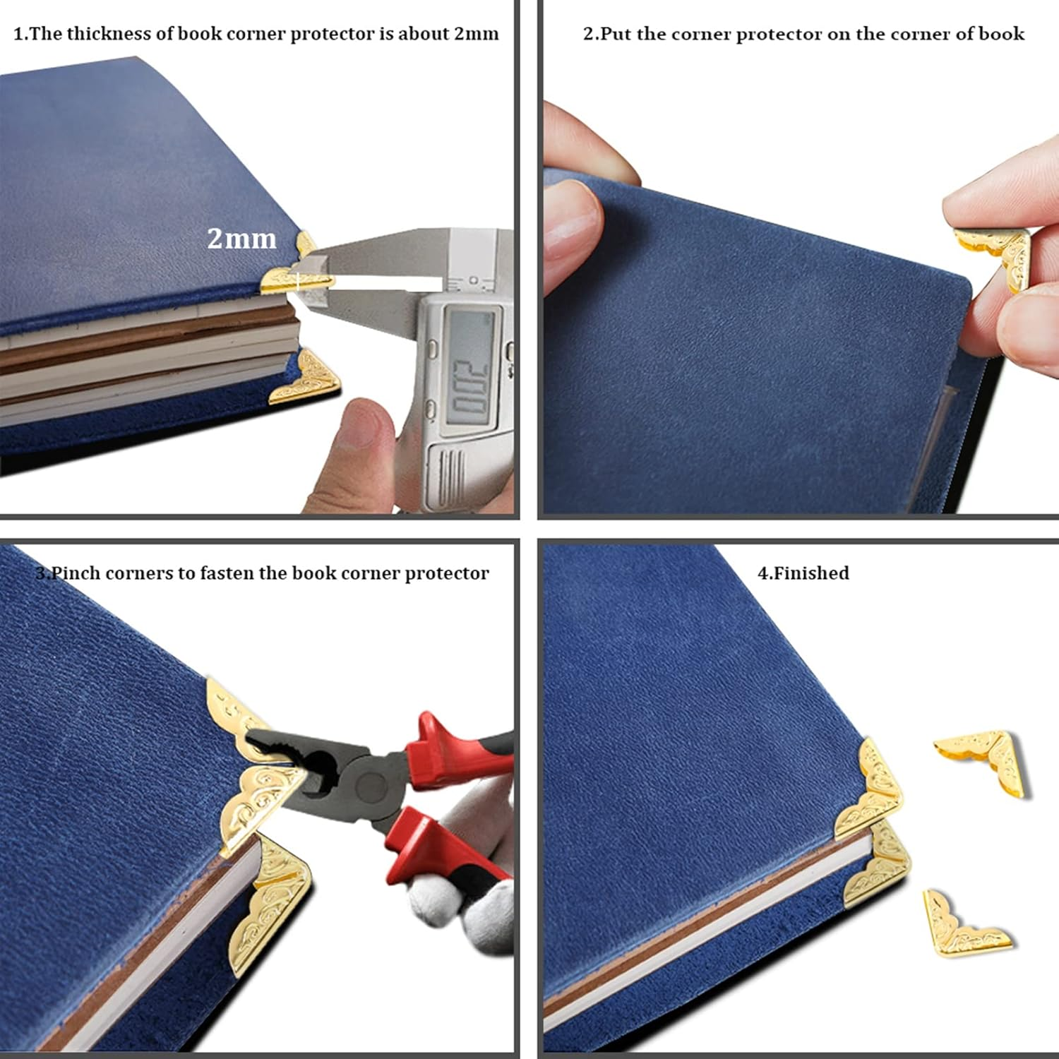 HEEPDD 100Pcs Retro Metal Book Corner Protectors, Gold image number 6