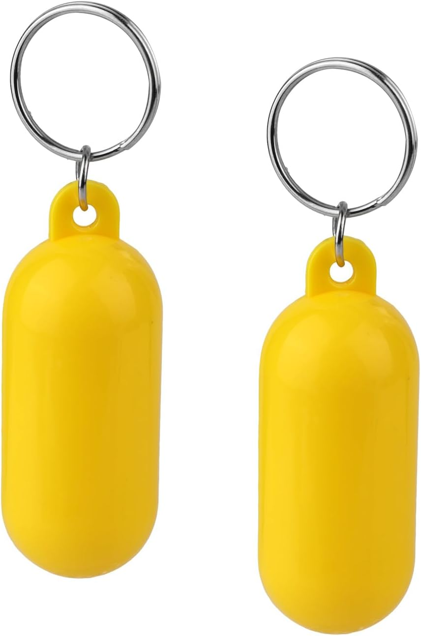 NQEUEPN 2Pcs Boat Floating Keychains, 2.56X0.98In Yellow Float Key Pendant Oval Shape Plastic Floating Key Ring Water Sport Accessory for Boating Surfing Rowing Fishing Outdoor Sports image number 1