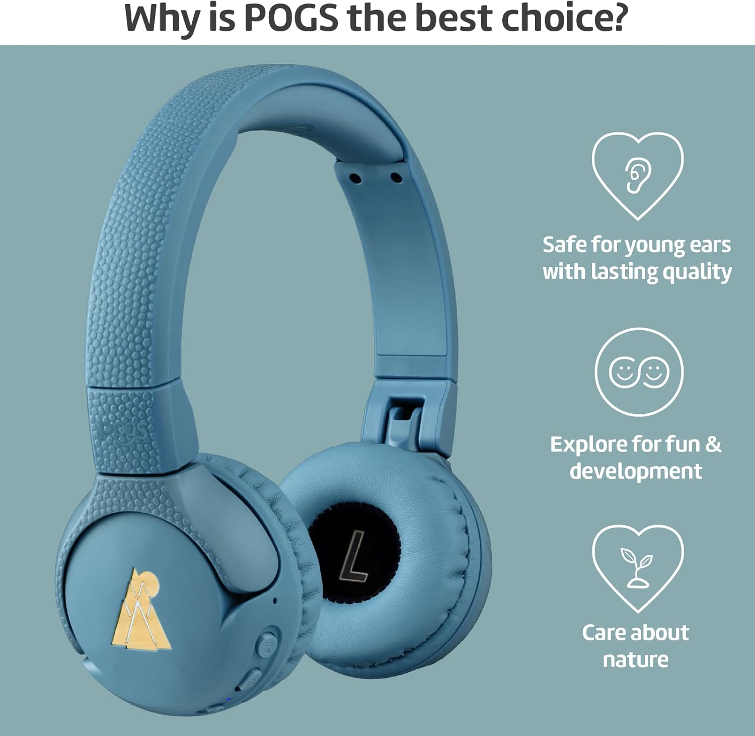 POGS Wireless Bluetooth Children'S Headphones | the Gecko 2 | Foldable Robust Children'S Headphones from 3 Years | Volume Limit 85 Db | Microphone | On-Ear | Wireless Music Sharing Function (Rblue) - Rgreen image number 6