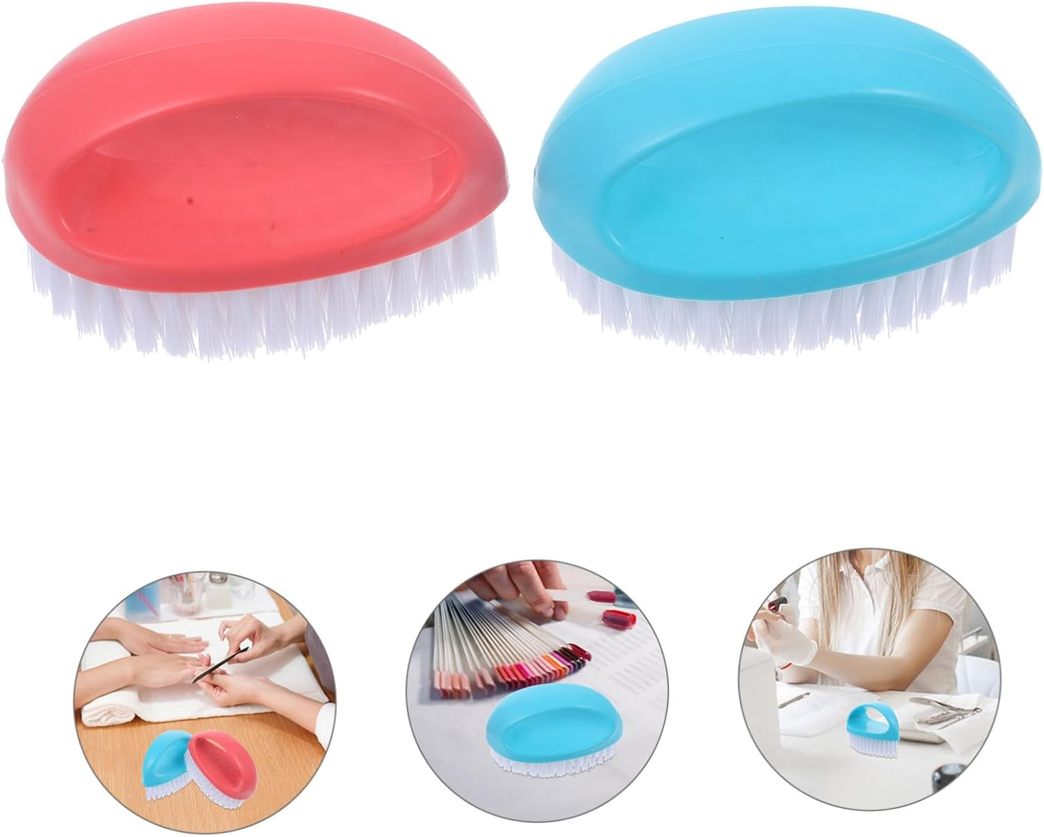 Baluue 2Pcs Nail Brush Cleaners for Fingernail and Toenail Dust Removal Durable Strong Bristle Manicure Cleaning Brushes Nordic Blue and Pink Portable for Home Travel and Nail Salon Use image number 3