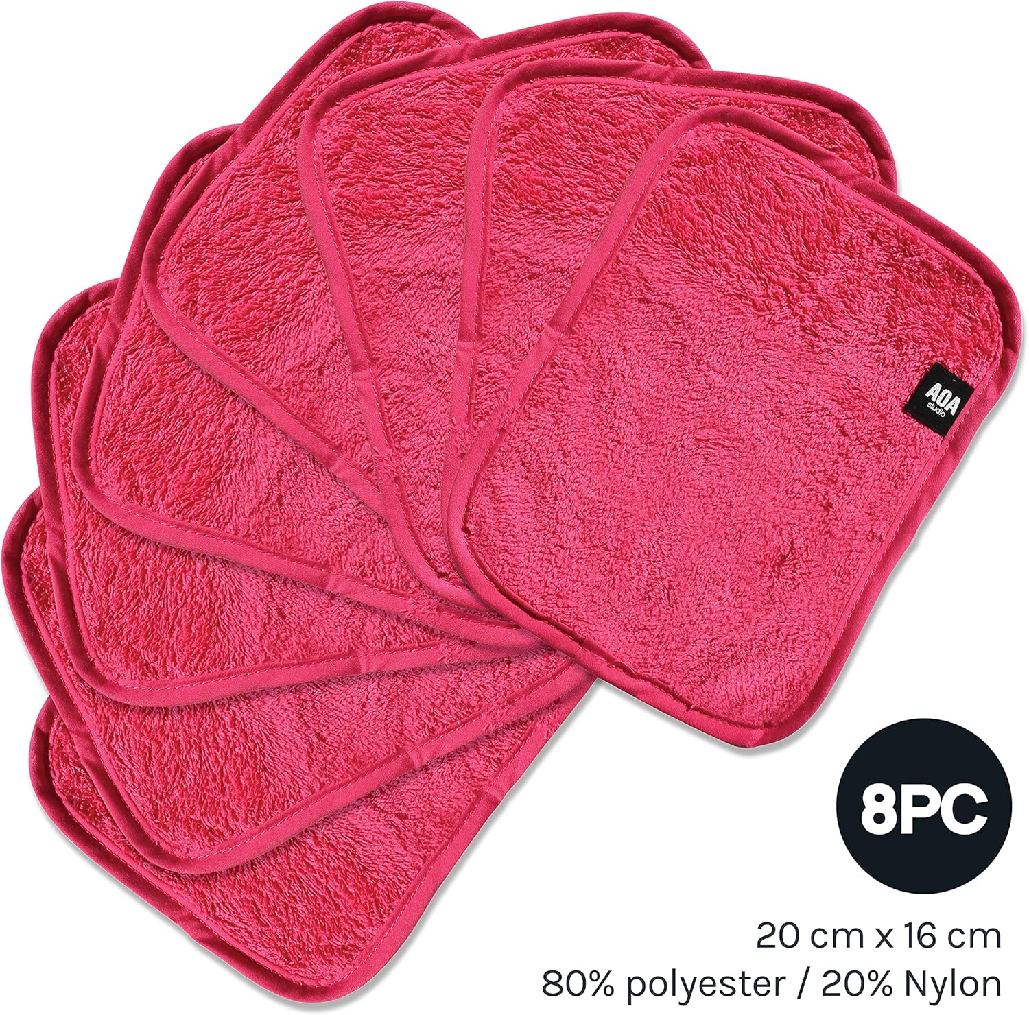 AOA Studio Microfiber Face Cloth Makeup Erase Remover Face Towels Reusable Microfiber Cleansing Towel Remove Makeup with Water7.8" X 6.2", All Skin Type and Even Sensitive Skin (8 Packs) image number 4