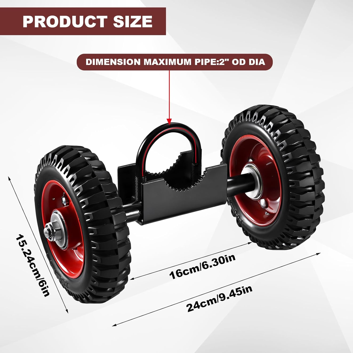 Soiiw Rolling Gate 6 Inch Rubber Wheel Carrier Heavy Duty for Driveway Chain Link Fence Metal Tube Gates and Rolling/Sliding Gates 550Lb Capacity,1-Pack (6 Inch-2 Wheel(One U-Bolt 2Inch)) image number 6