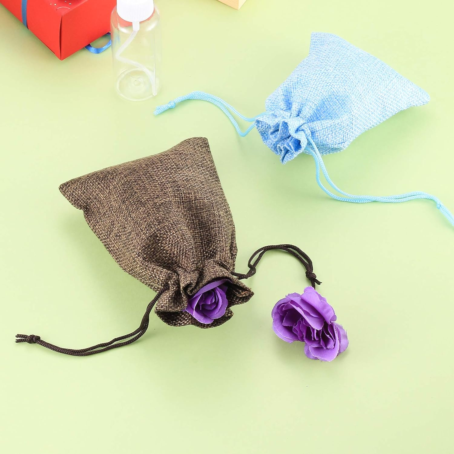 20PCS Jute Bag, Small Linen Cloth Bags, Colorful Lavender Sachet Gift Bag for Jewelry Wedding Banquet Christmas DIY Crafts (10X14Cm, Random Colors) image number 5