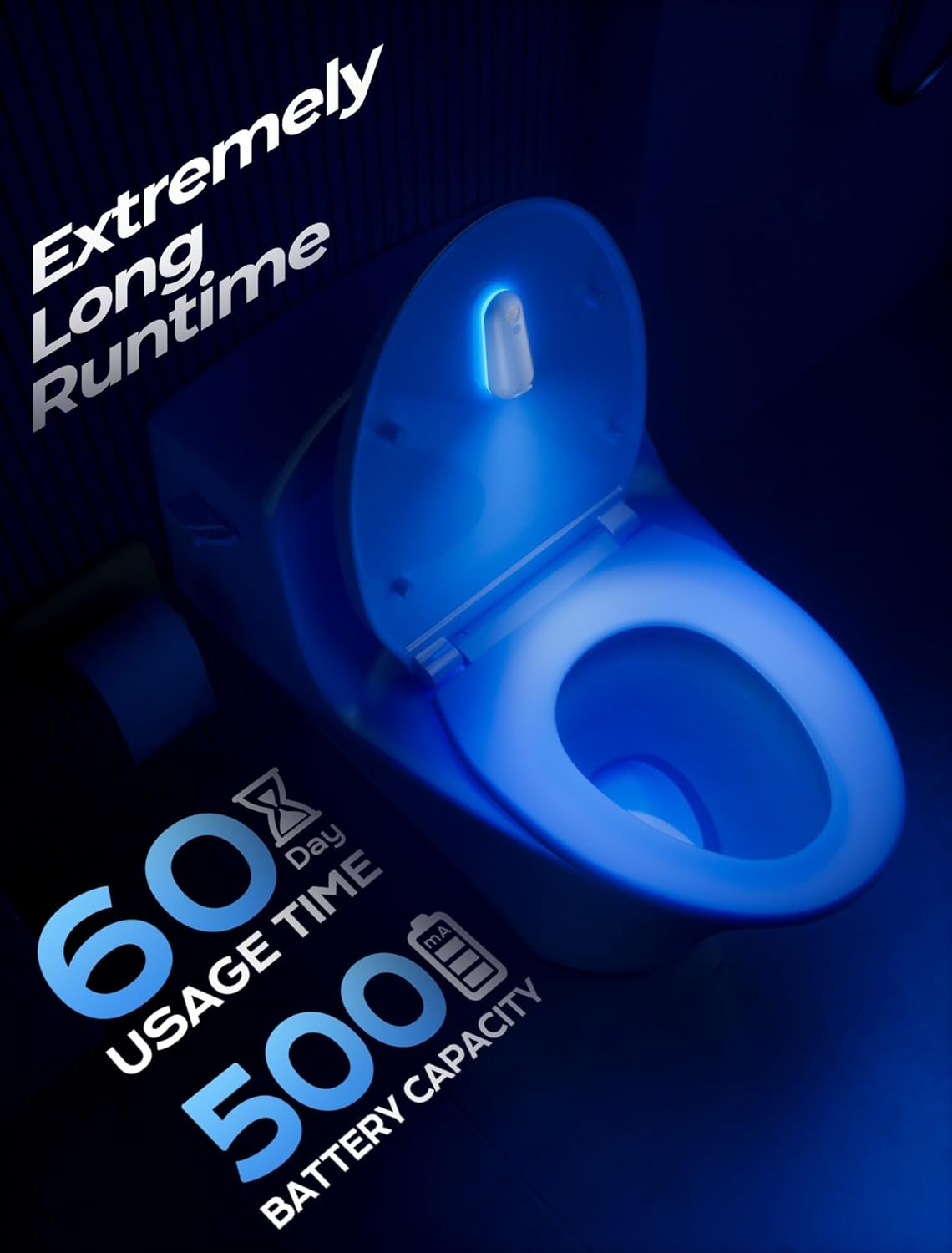 2 Pack Toilet Night Light Motion Sensor,8 Color Changing Rechargeable Toilet Bowl Light for Bathroom Accessories Decor,Splash-Proof Nightlight for Bathroom Hallway,Cool Gadgets Gifts for Women Men image number 1