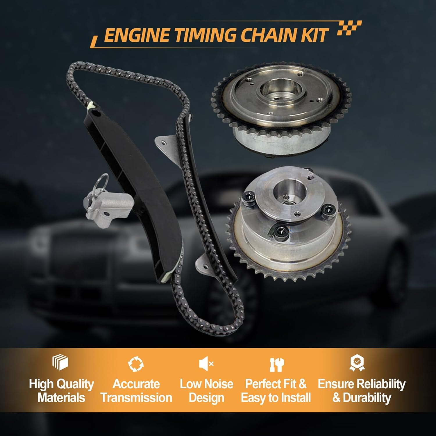 Noptul Engine Timing Chain Kit, Suitable for Hyundai Kia Elantra Sonata Tucson Optima Soul Forte 2.0L G4NC, Automotive Camshaft Adjuster Set Replacement Part with 2 CVVT Gears 24321-2E200 image number 2