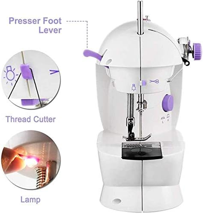 Mini Automatic Portable Electric Sewing Machine Compact Double Speeds Control Double Thread Electric Household Sewing Machine image number 4