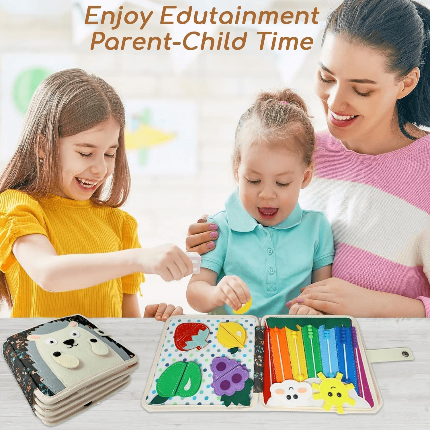 Quiet Book Montessori Toys Busy Board with Sorting, Matching, Life Skills, Felt Quiet Activity Book for Kids,Boys Girls Preschool Learning Gift