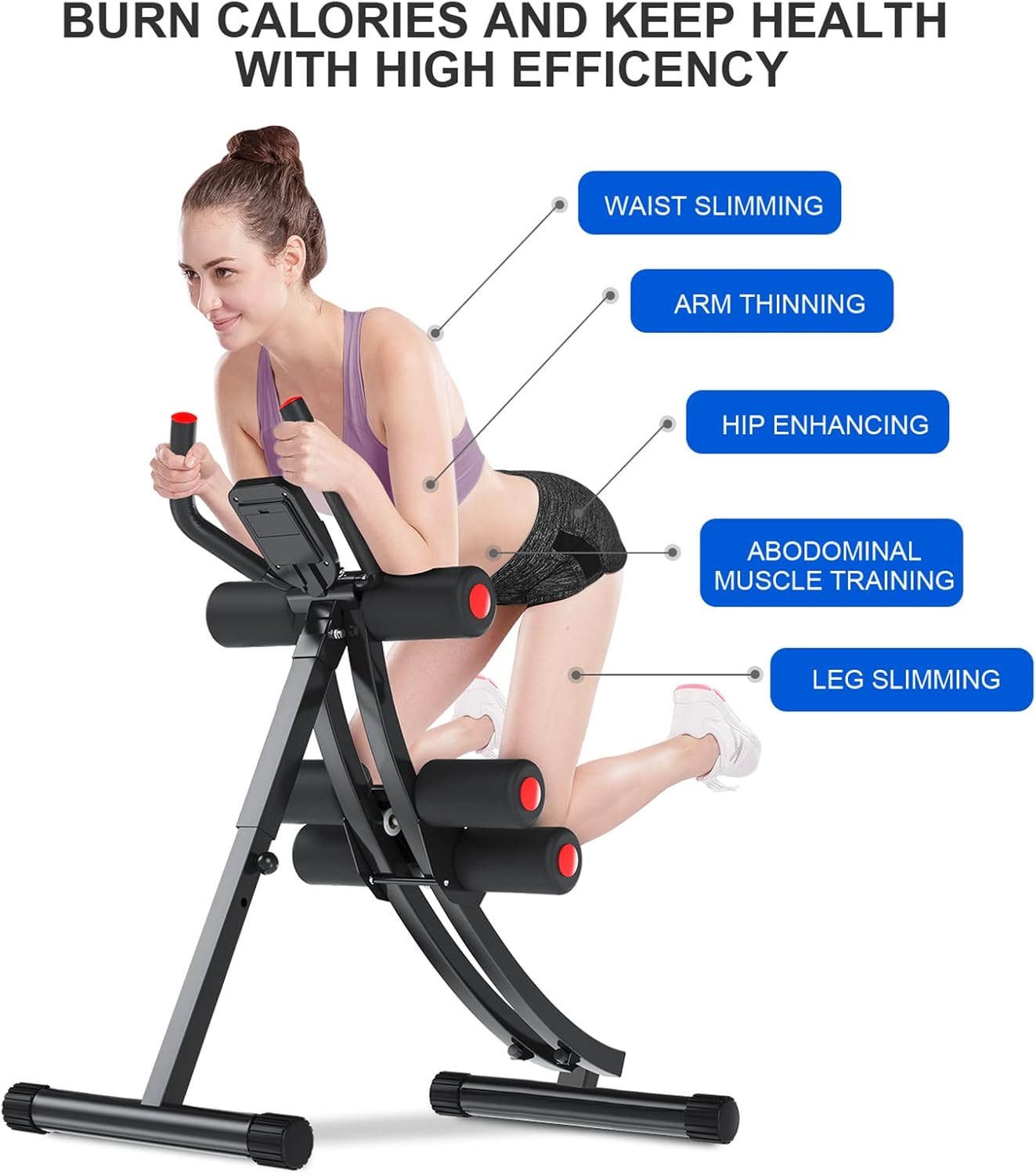 COSTWELL Ab Machine Abs Workout Equipment for Strength Training,Adjustable Ab Exercise Equipment for Stomach Workout,Foldable Core Abdominal Waist Trainer for Home Gym with Two Resistance Bands image number 2