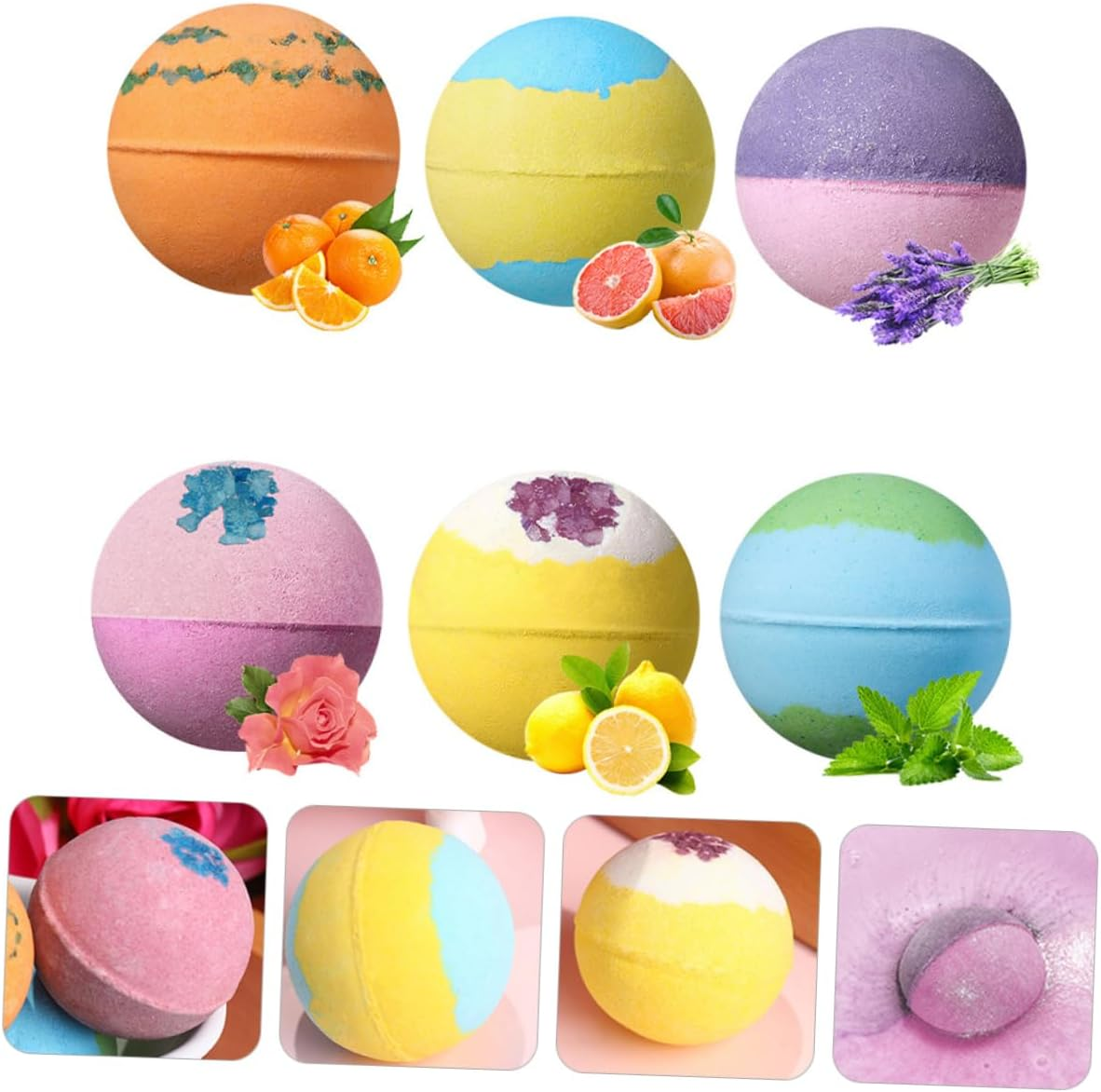 FOMIYES 6Pcs Two-Tone Natural Bath Balls for Spa Relaxation Adorable Bath Salt Balls Lemon Grapefruit Sweet and Soothing Skin Care Experience image number 5