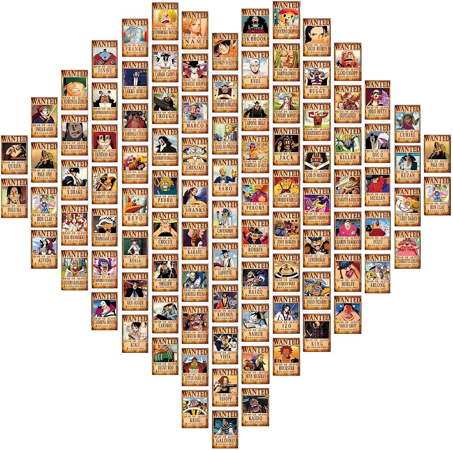 One Piece Wanted Poster Postcards - Set of 100 Anime Luffy Zoro Sanji Nami Usopp Chopper Robin Franky Brook Jinbei Cards for Wall Decoration and Gifts (6&times;4 In) image number 6