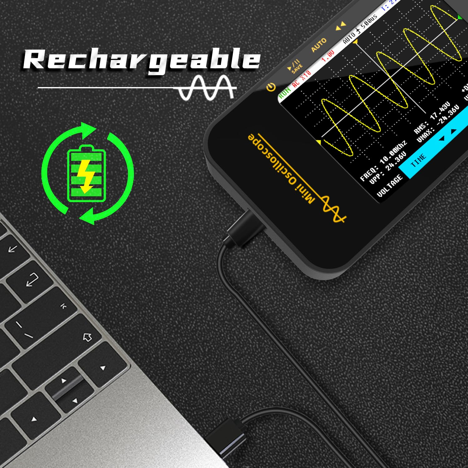 BSIDE Handheld Digital Oscilloscope 3.2&rdquo; TFT LCD Scope Tester, 10Mhz Bandwidth with 48Msa/S Sampling Rate, Potable Automotive Oscilloscope with Auto/Nomal/Single Trigger for Audio Amplifier Hobbyist image number 1