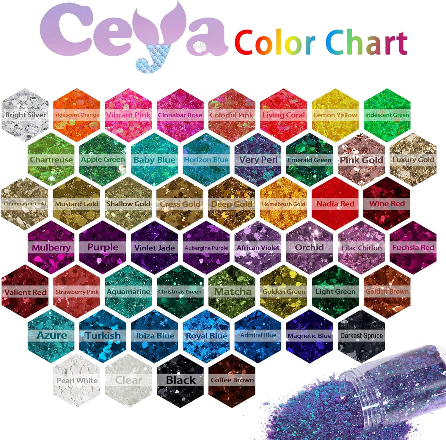 Ceya Chunky Glitter, 4.9Oz/ 140G Iridescent Orange Craft Glitter Powder Mixed Fine Flakes Iridescent Nail Sequins for Nail Art, Hair, Epoxy Resin, Tumblers, Slime, Painting, Festival Decor - Blue image number 3