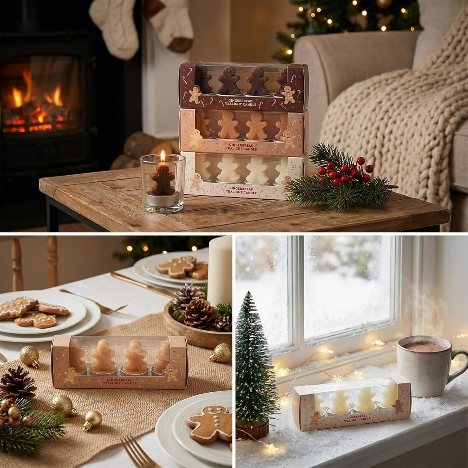 MIJOMA Tea Lights Set Gingerbread &ndash; Set of 12 in Gift Set &ndash; Decorative Candles in Gingerbread Man Shape &ndash; Christmas Decoration, Advent, Table Decoration, Gift Idea image number 3