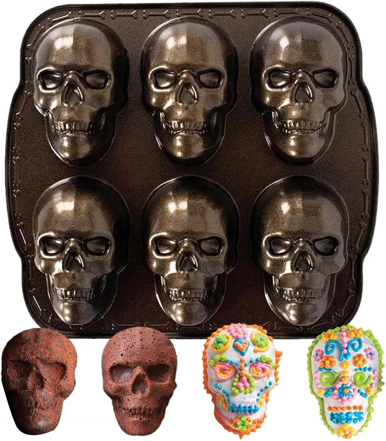 Skull Cake Mold, Creepy Muffin Mould, Skull Candy Tray, Skull Cake Pan, Aluminum Skull Mold, Skull Kitchen Gadget, Skull Cake Tray Kitchen Gadget for Birthdays Christmas New Year Halloween image number 4
