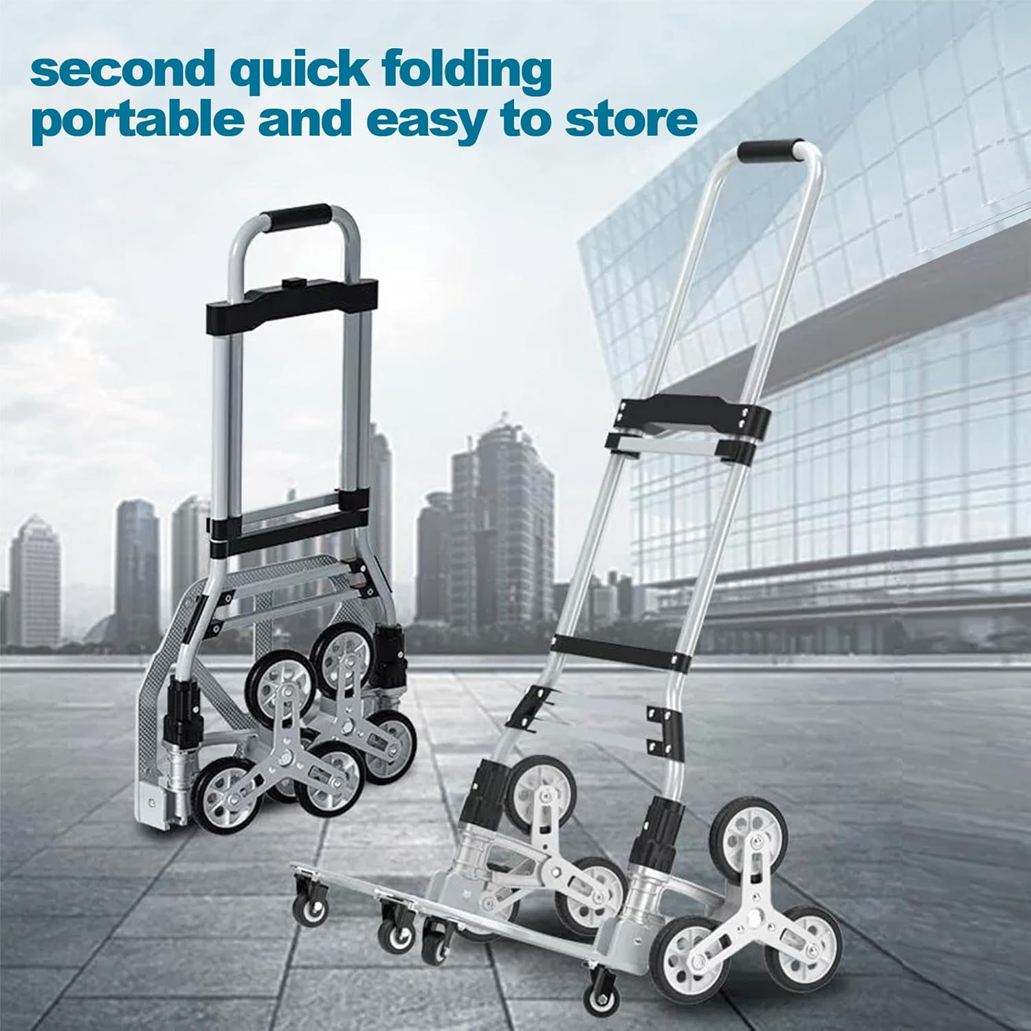 SALESBAY Stair Climbing Trolley Cart 10 Wheels Folding Hand Truck Aluminum 70KG image number 2