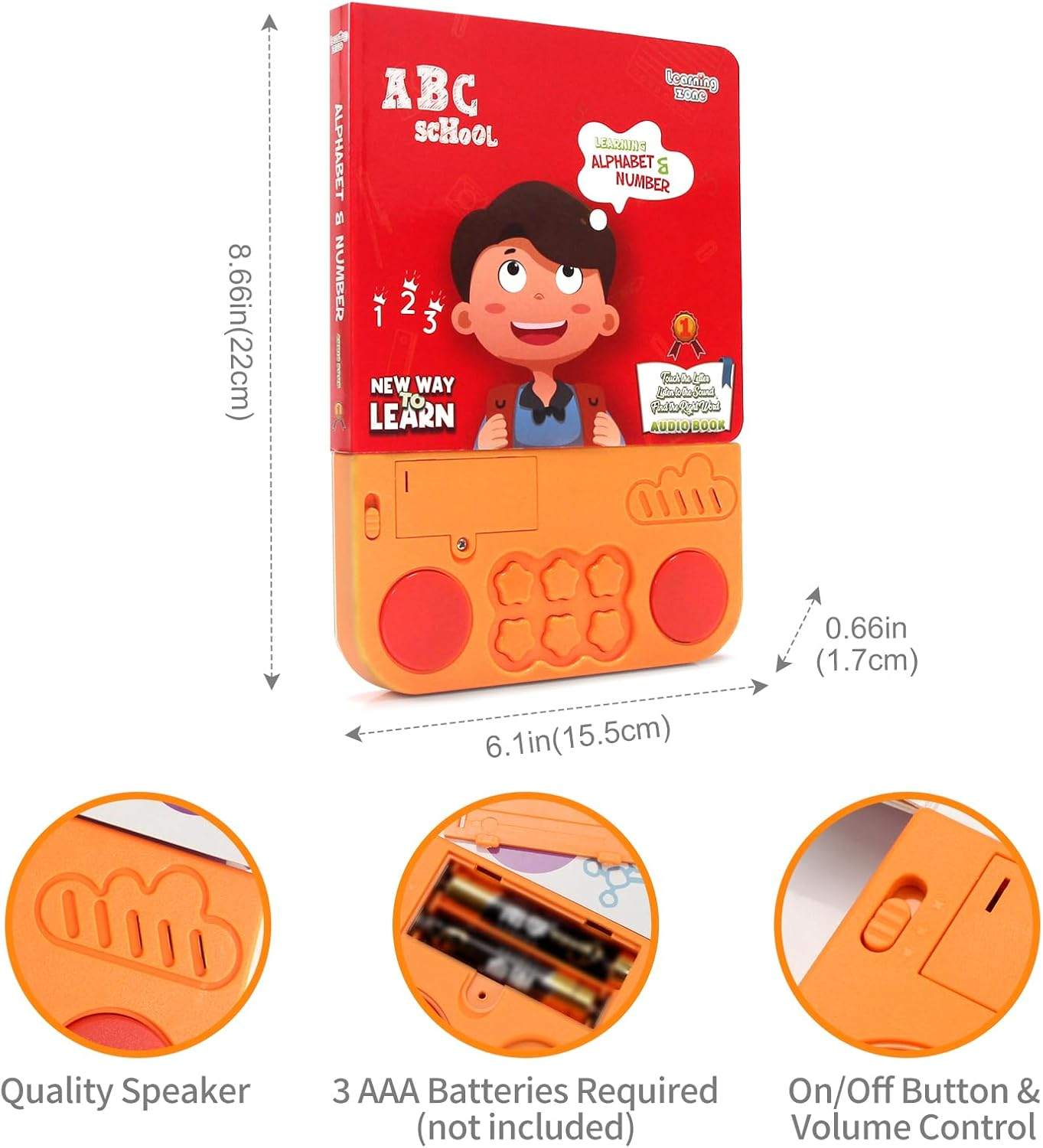 Joyfia Interactive Children'S Sound Book, Abcs & Number Learning Audio Developmental Book, Educational Sensory Musical Toys for Toddlers 1-3, Birthday Gifts for Boys & Girls (Alphabet-Themed) image number 4