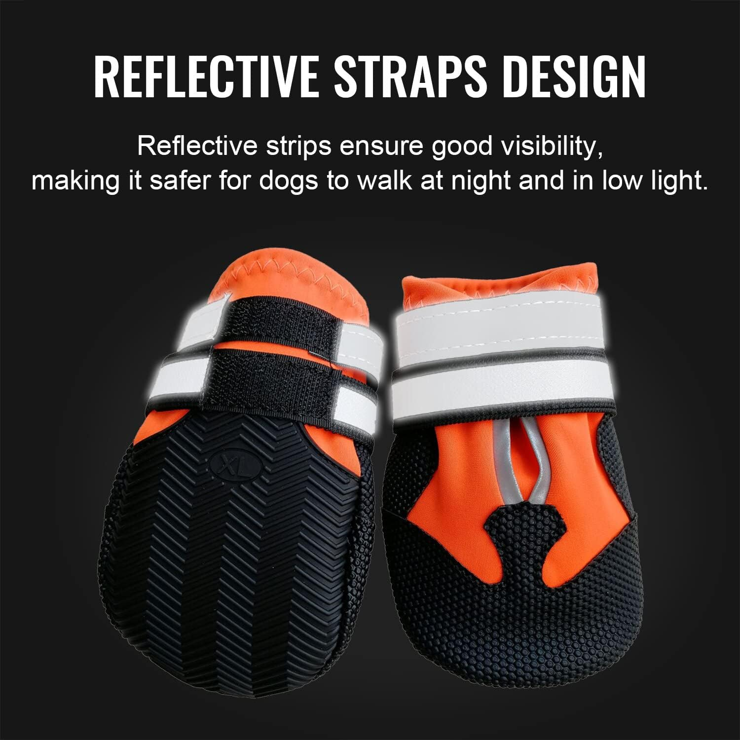 ZOKBOM Dog Boots Breathable,4 Pcs Waterproof Dog Shoes with Adjustable Safe Reflective Straps, Wear-Resistant and Rugged Anti-Slip Sole Outdoor Pets Paw Protectors for Small Medium Large Dog (M) image number 4
