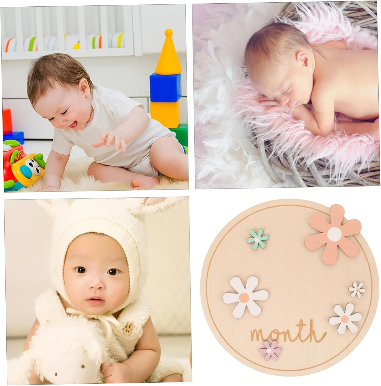 VICASKY 1 Set Milestone Signs Newborn Announcement Discs for Photography Nursery Decor Lightweight and Versatile Monthly Milestone Cards for Boys image number 5