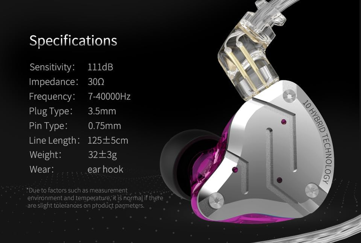 Keephifi KZ ZS10 Pro In-Ear Monitor, 4BA+1DD Hybrid Driver, Sandstone Black, Wired, In-Ear Headphones, Stage Monitor image number 2