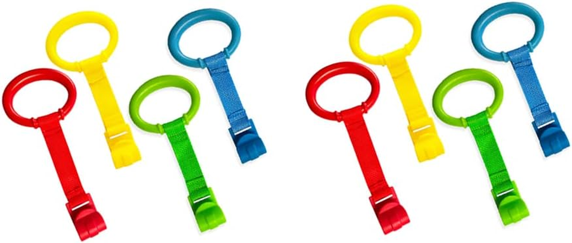 CAASFOOY 8 Pieces Baby Pull up Rings, Baby Crib Pull Ring Baby Walking Exercises Assistant Rings Toddler Walking Training, Baby Standing Walker Rings