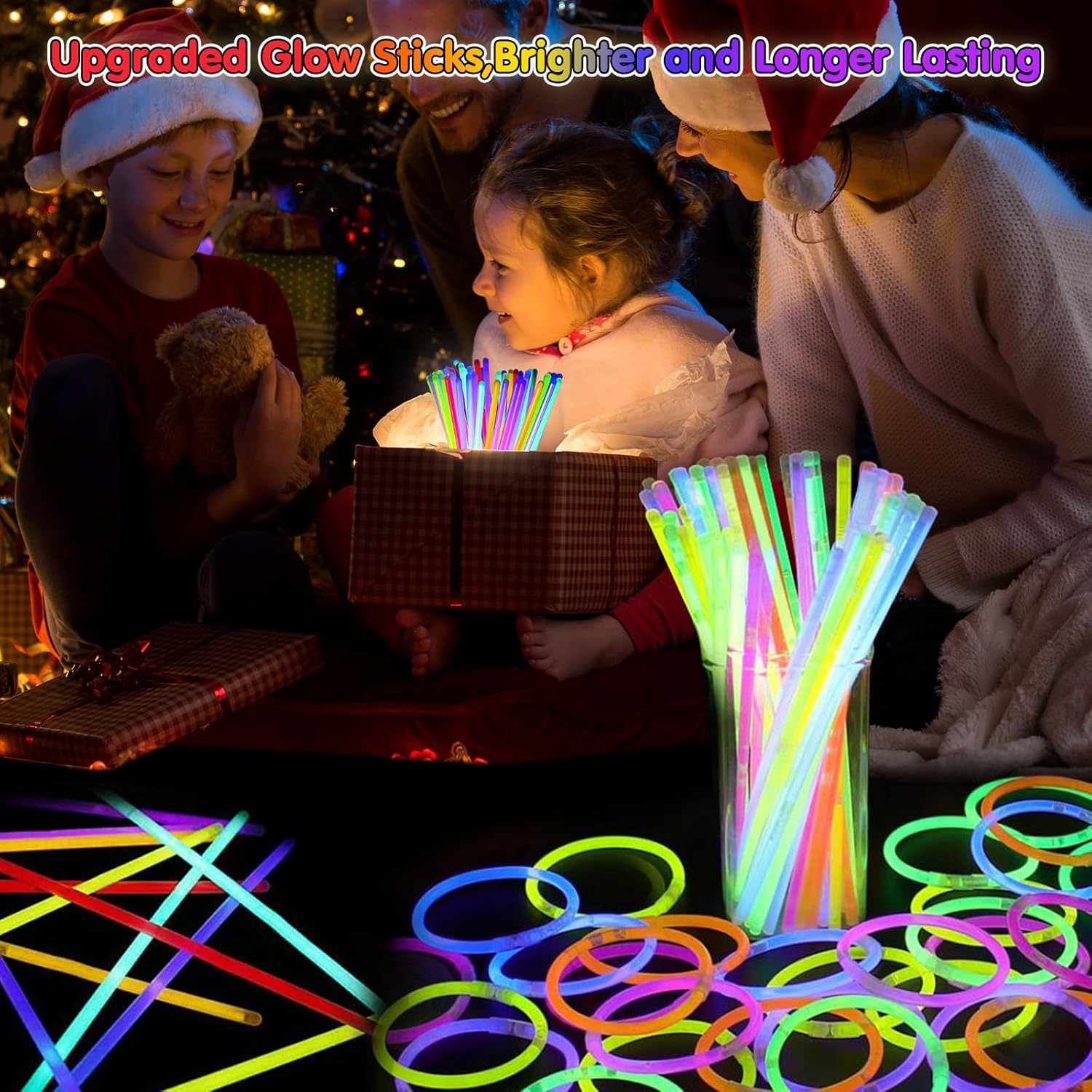 90Pcs Glow Sticks Bulk Party Favors-Safe Glowsticks with 100Pcs Connectors for DIY Bracelets, Necklaces, Glasses ,Perfect for Night Events, Easter, Christmas, Halloween Party, Football Party Supplies image number 6