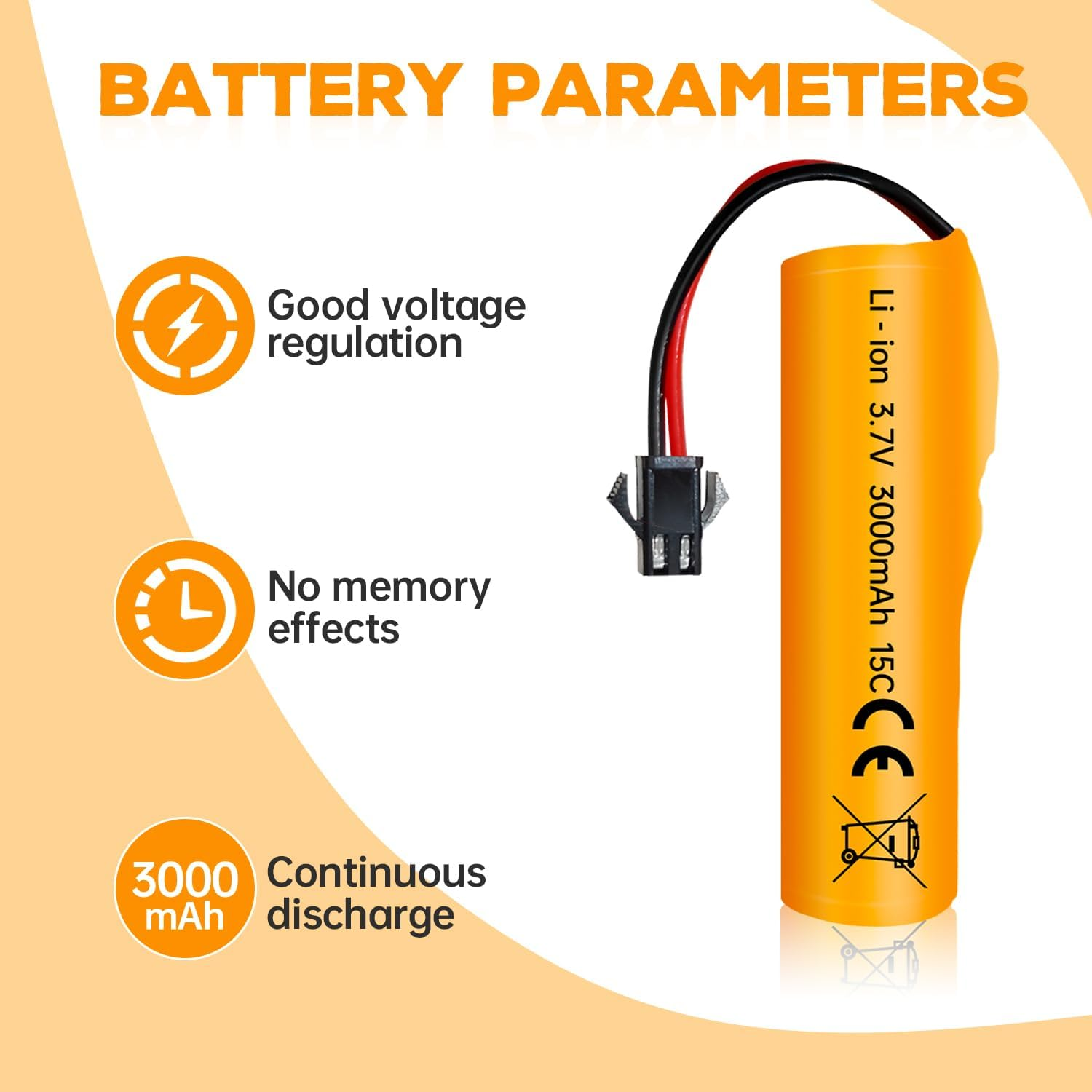 Fytoo 2PCS 3.7V 3000Mah Li Ion Battery with SM-2P Plug and USB Charging Cable Suitable for DE42 DE44 DE45 DE68 RC Remote Control Drifting Car Truck Off-Road Racing Car