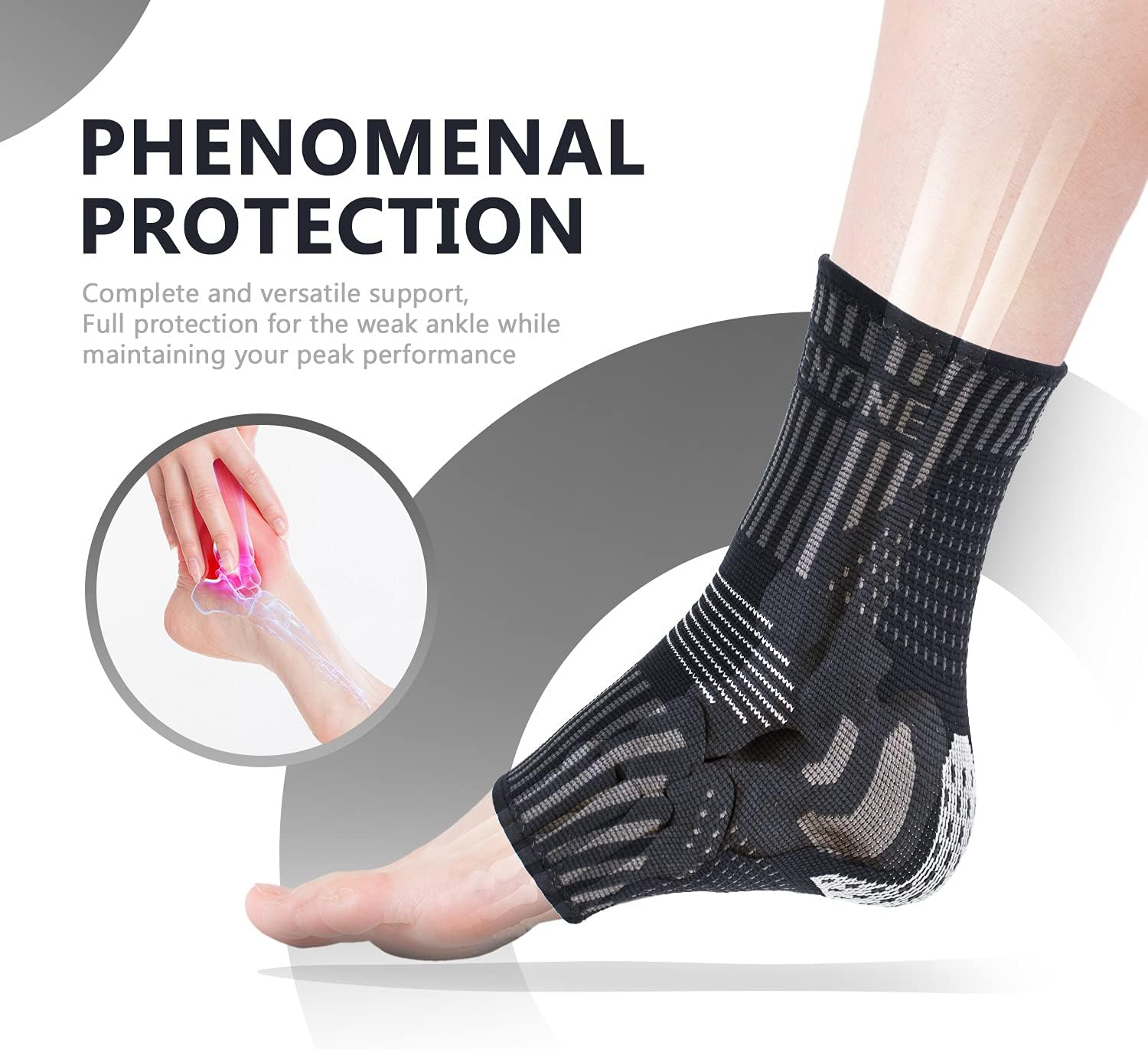 Lusenone Ankle Brace for Women & Men (Pair), Compression Ankle Sleeve- Best Ankle Support Socks for Plantar Fasciitis, Sprained Ankle, Achilles Tendonitis, Foot Pain Relief, Running,Sports image number 5