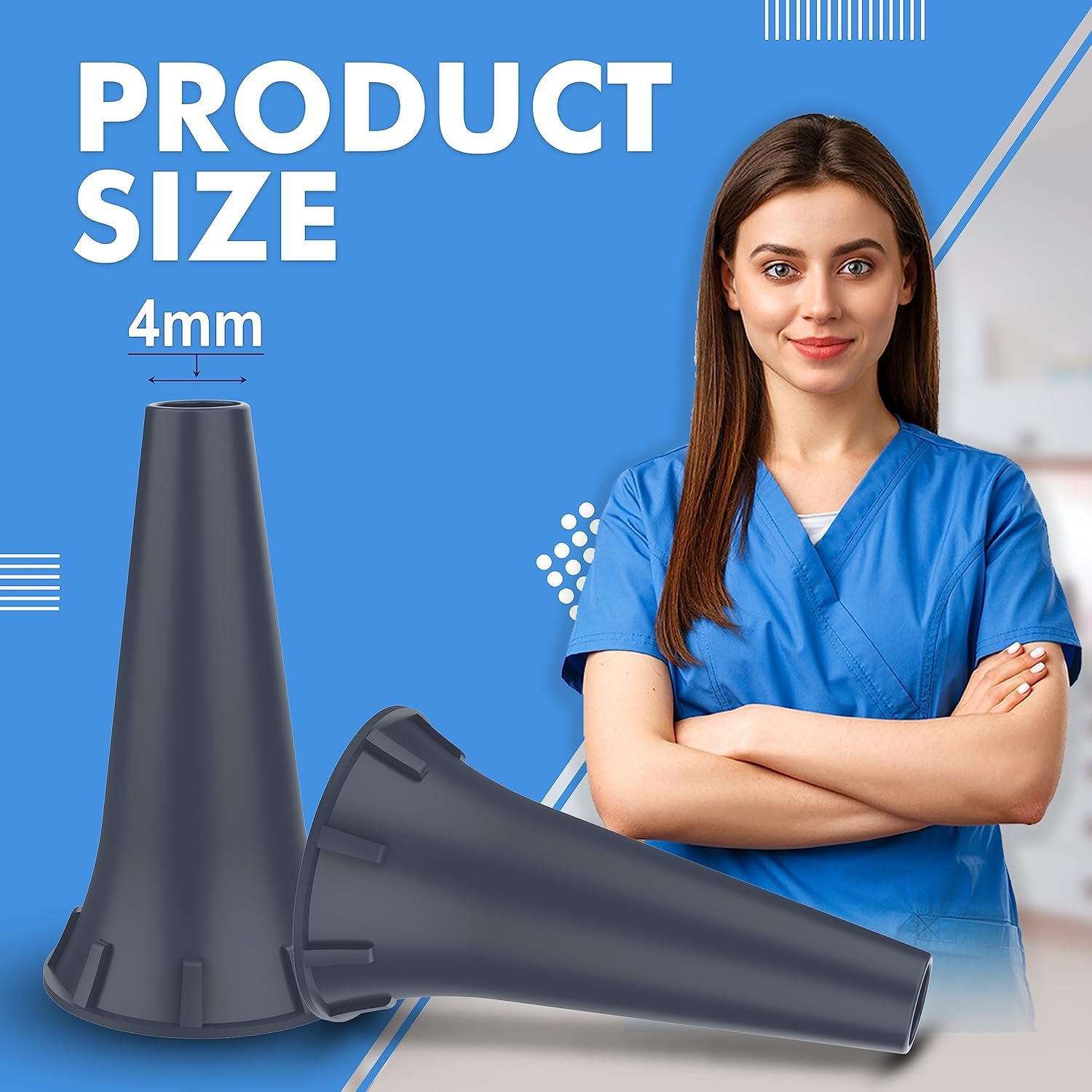 4 Mm Otoscope Ear Specula Tips Compatible with Welcelln, K.A.W.E, Ries-Ter and H.E.I.N.E Otoscopes Disposable (4 Mm, 100, Count)