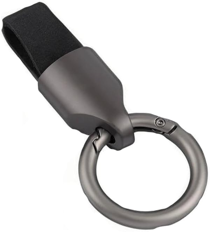 Leather Car Key Chain Clip with Zinc Alloy Buckle and Keyrings - Multifunctional Key Fob Holder for Men and Women.