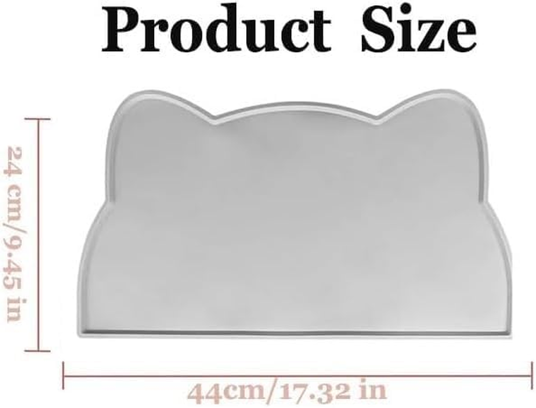Liyquint 2PCS Cat Food Mat - Non-Slip Silicone Pet Bowl Mat | Waterproof Feeding Tray for Dogs & Cats | Keep Floors Clean from Food Spills & Water Messes (Pink,Grey, 44X24Cm) image number 5
