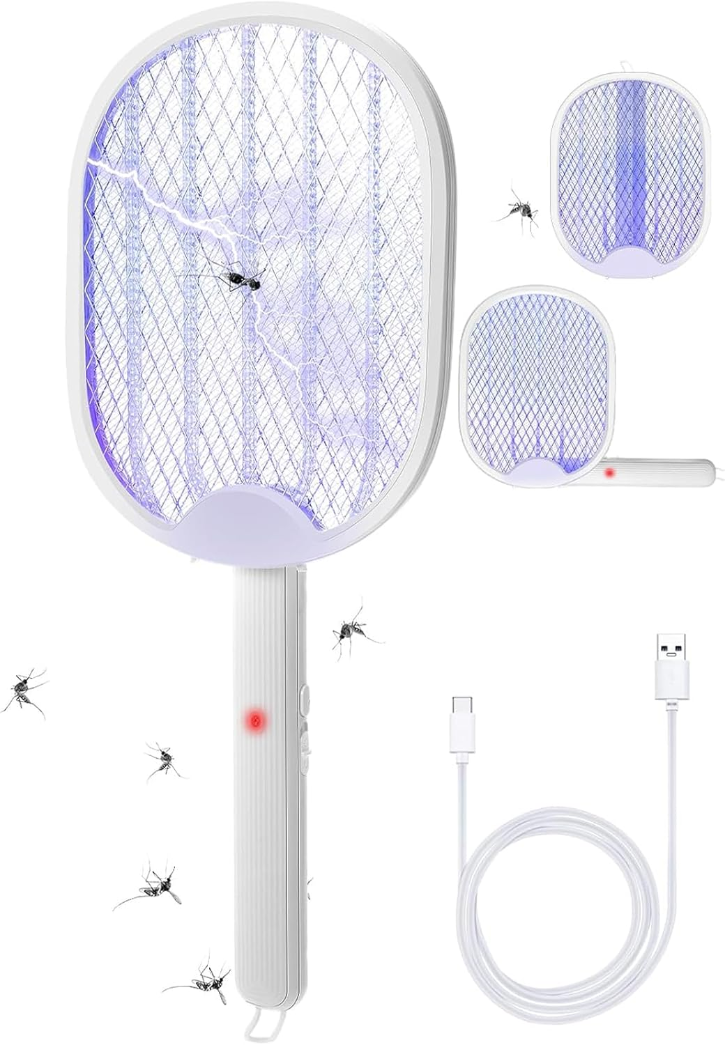 JOZUTTOW Mosquito Zapper Electric Fly Swatter, 3 in 1 Foldable 3000V Handheld Bug Zapper with USB Rechargeable Bug Zapper Racket Fly Killer Electric Fly Trap for Indoor and Outdoor image number 4