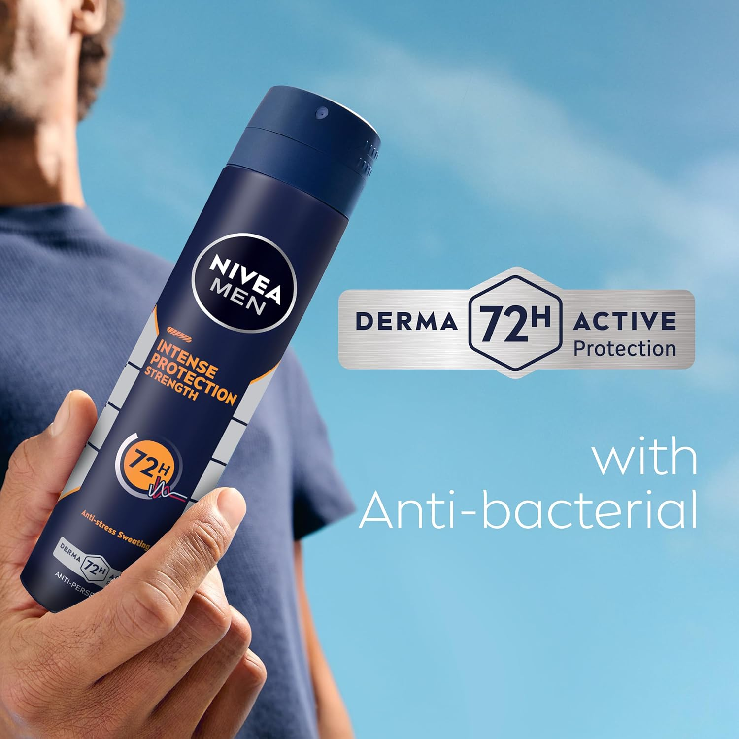 NIVEA MEN Intense Protection Strength Anti-Perspirant Aerosol 250Ml | with Zinc Complex | 72-Hour Anti-Perspirant | Quick Dry Formula | Suitable for Sensitive Skin (Pack of 2)