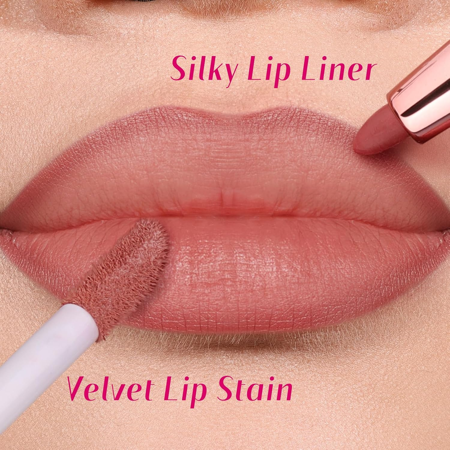 Bayfree 2 PCS Lip Liner and Lip Stain Combo Set, High Pigmented Long Lasting Velvet Lip Tint, Well-Defined Lipliner, Weightless Waterproof Not Animal Tested, Matte Finish Makeup image number 2