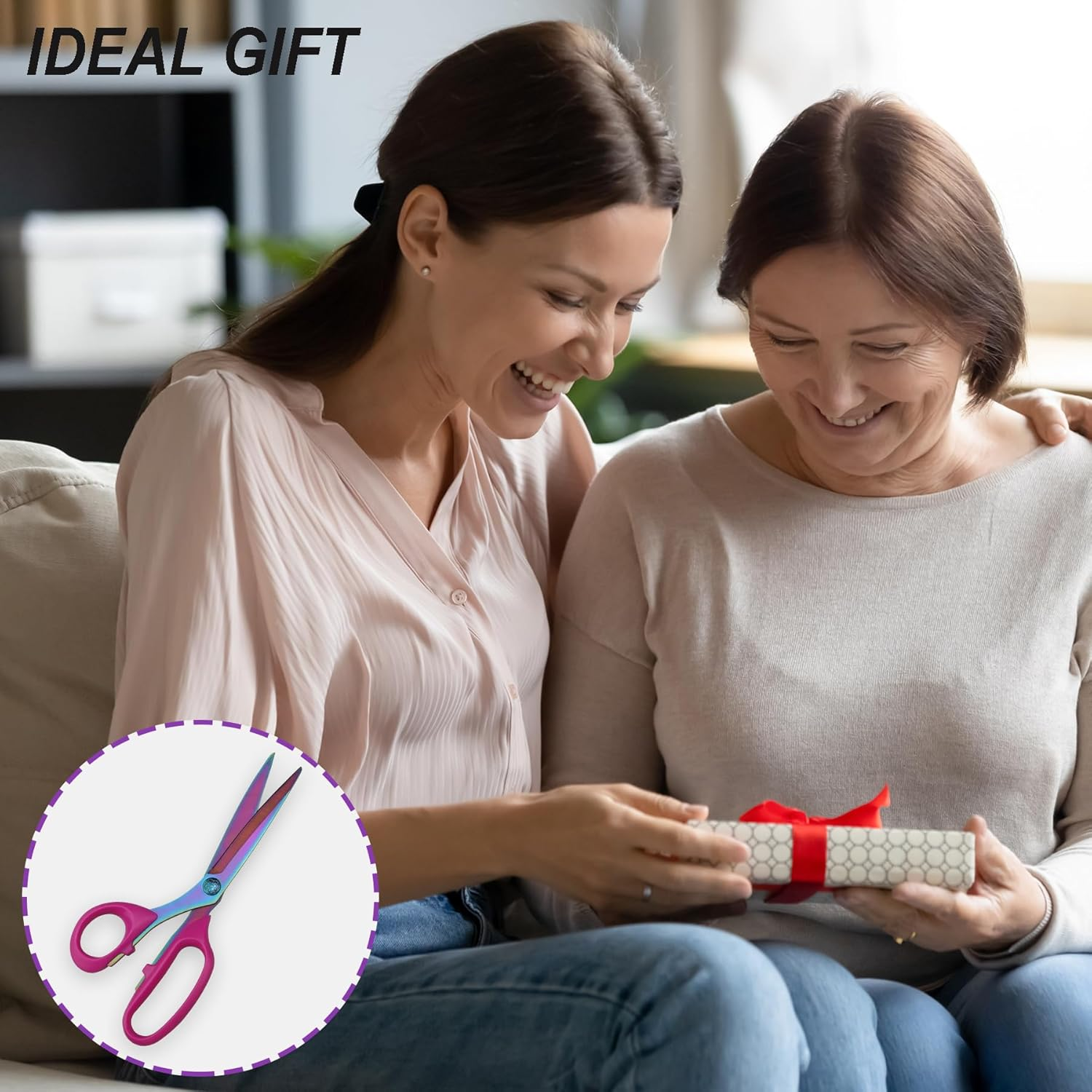 Left Handed Scissors Adults, Titanium Coating Forged Stainless Steel Sewing Scissors for Fabric Cutting, Multi-Purpose Shears for Dressmaking, Quilting, Home General Use Professional Crafting, 9 Inch image number 1