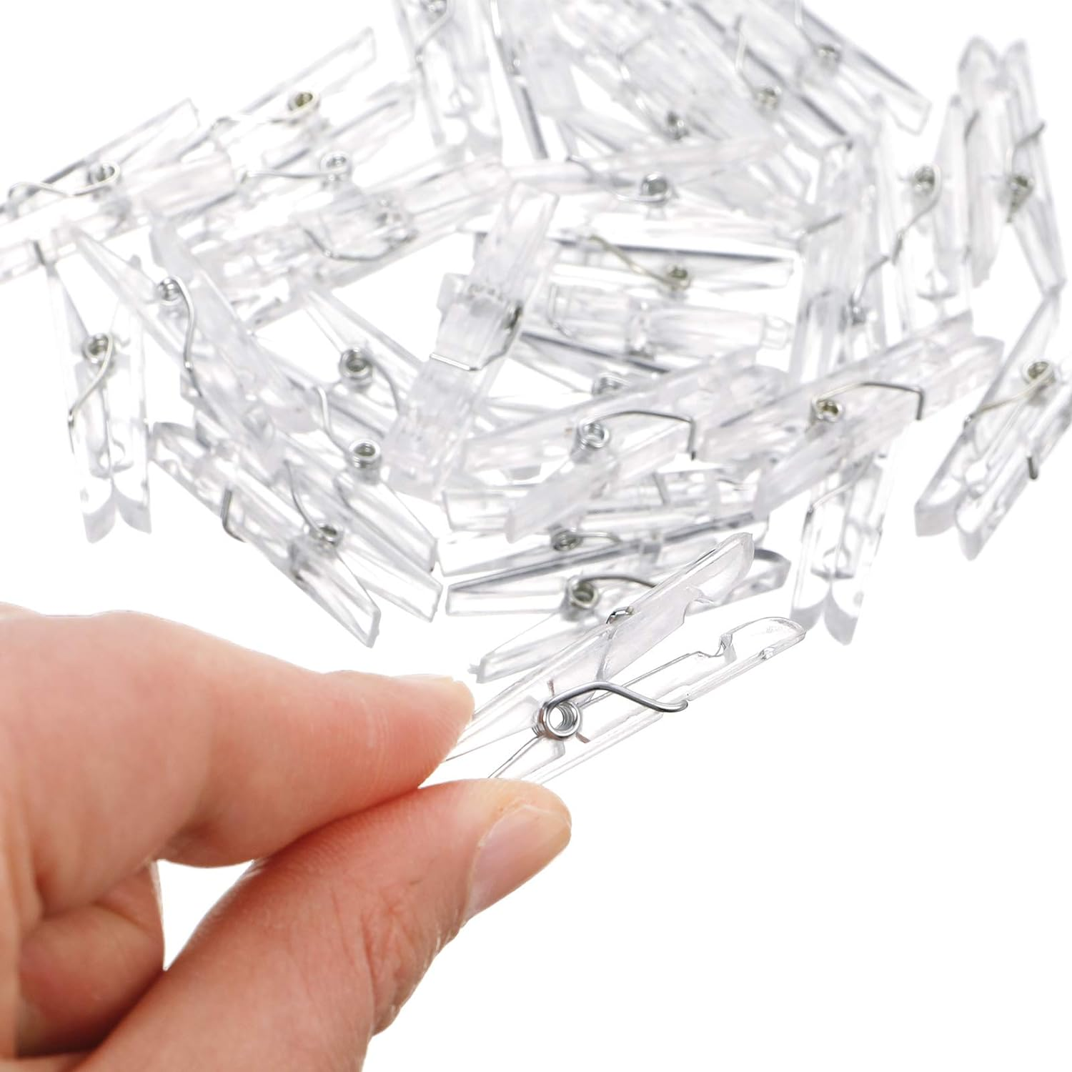 100Pcs Mini Clear Pegs for Hanging Photos, Tiny Photo Clips, Arts & Crafts, Weddings, Parties image number 3