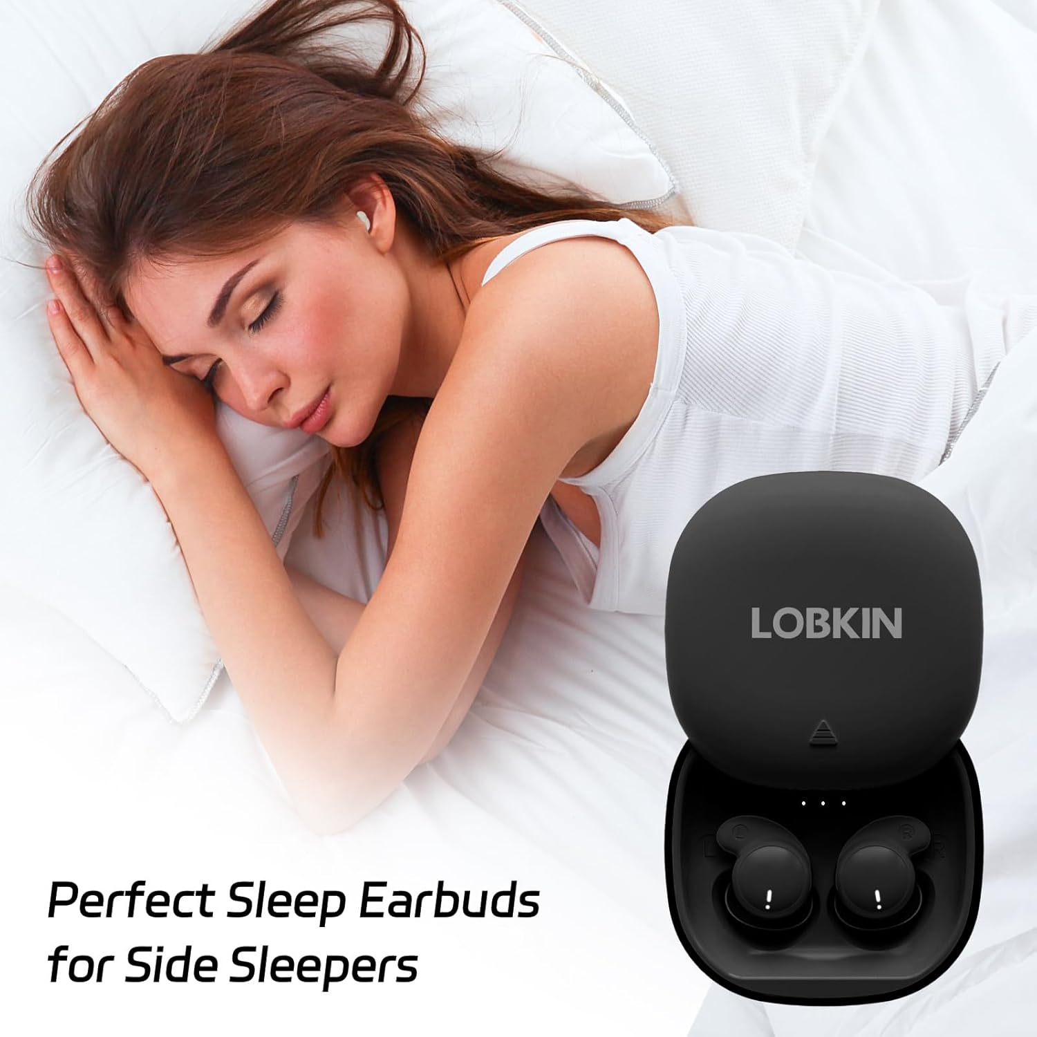 LOBKIN Sleep Earbuds,Wireless Bluetooth 5.4 Noise Blocking Sleeping Headphones,Sleep Earphones for Side Sleepers in Ear Soft Mini Invisible Buds Comfort Fit for Sleeping Working image number 1