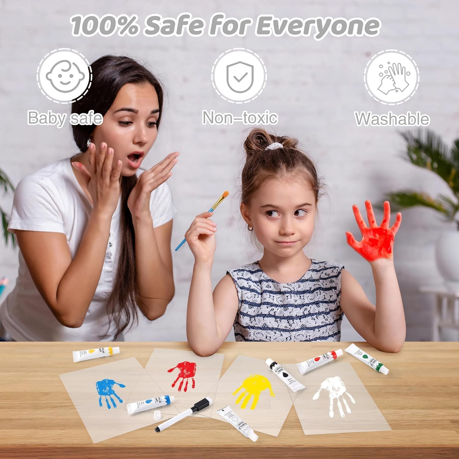 Family Handprint Kit for 4, DIY Craft Keepsake Frame with Clear Acrylic Boards, Adoption Gifts, Family Gifts for New Parents, New Mom, Father'S Day, Mother'S Day, Anniversary (White)