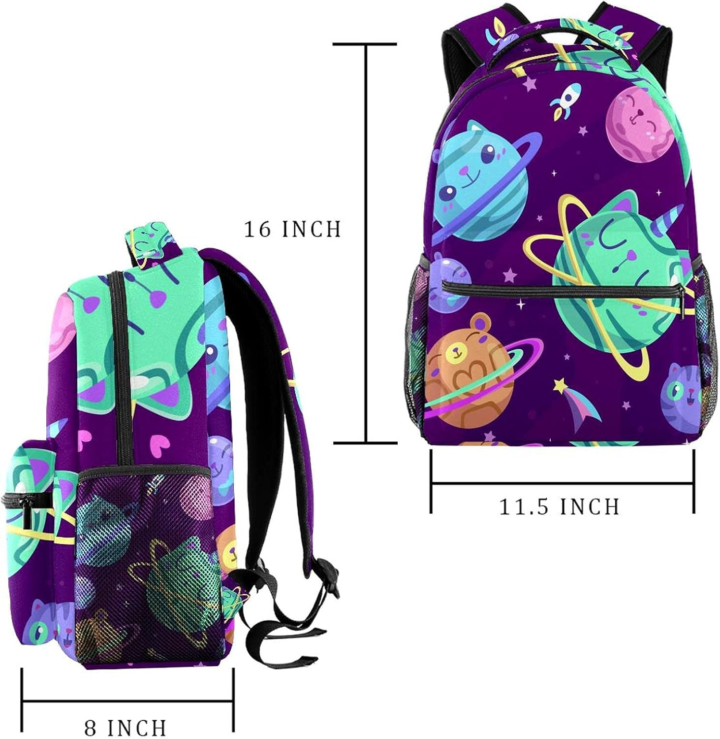 Cartoon Solar System Backpack Students Shoulder Bags Travel Bag College School Tote Backpacks image number 5