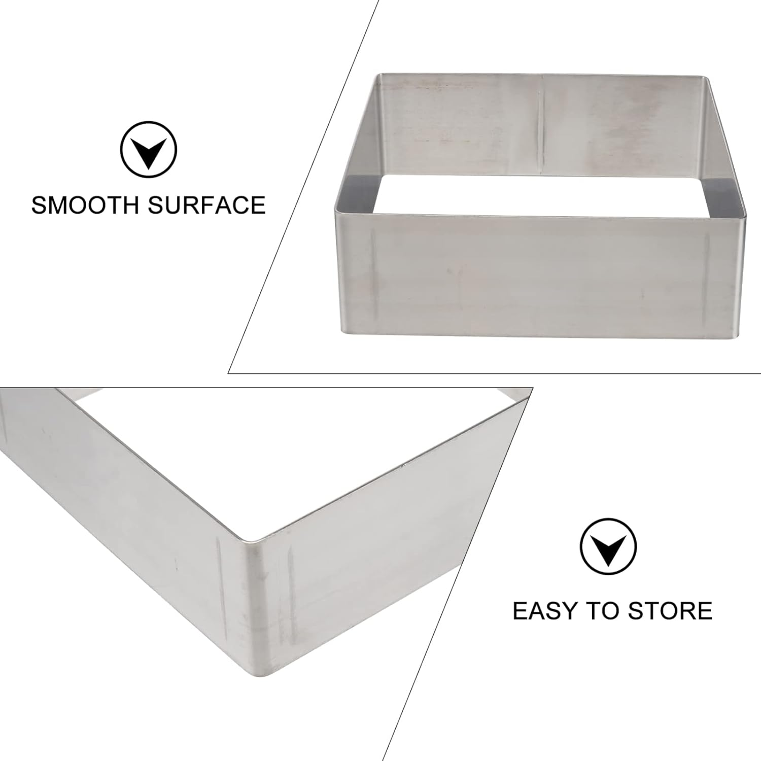 Kichvoe Ring Molds for Cooking Baking Square Cake Mold Adjustable Cake Mousse Mould Stainless Steel Cake Slicer Kitchen Square Mousse Ring Cake Rings for Baking Mousse Pan Cutter Muffin image number 2