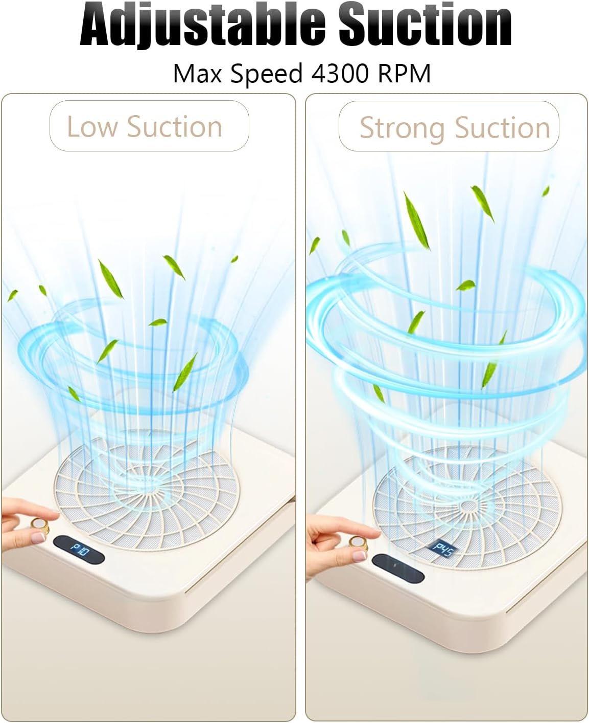 Leopacat Dust Extraction for Nails, Nail Dust Collector, Adjustable Vacuum Cleaner Tool with 2 Filters, 80 W Pour Acrylic Nail Polish in Salon at Home image number 1