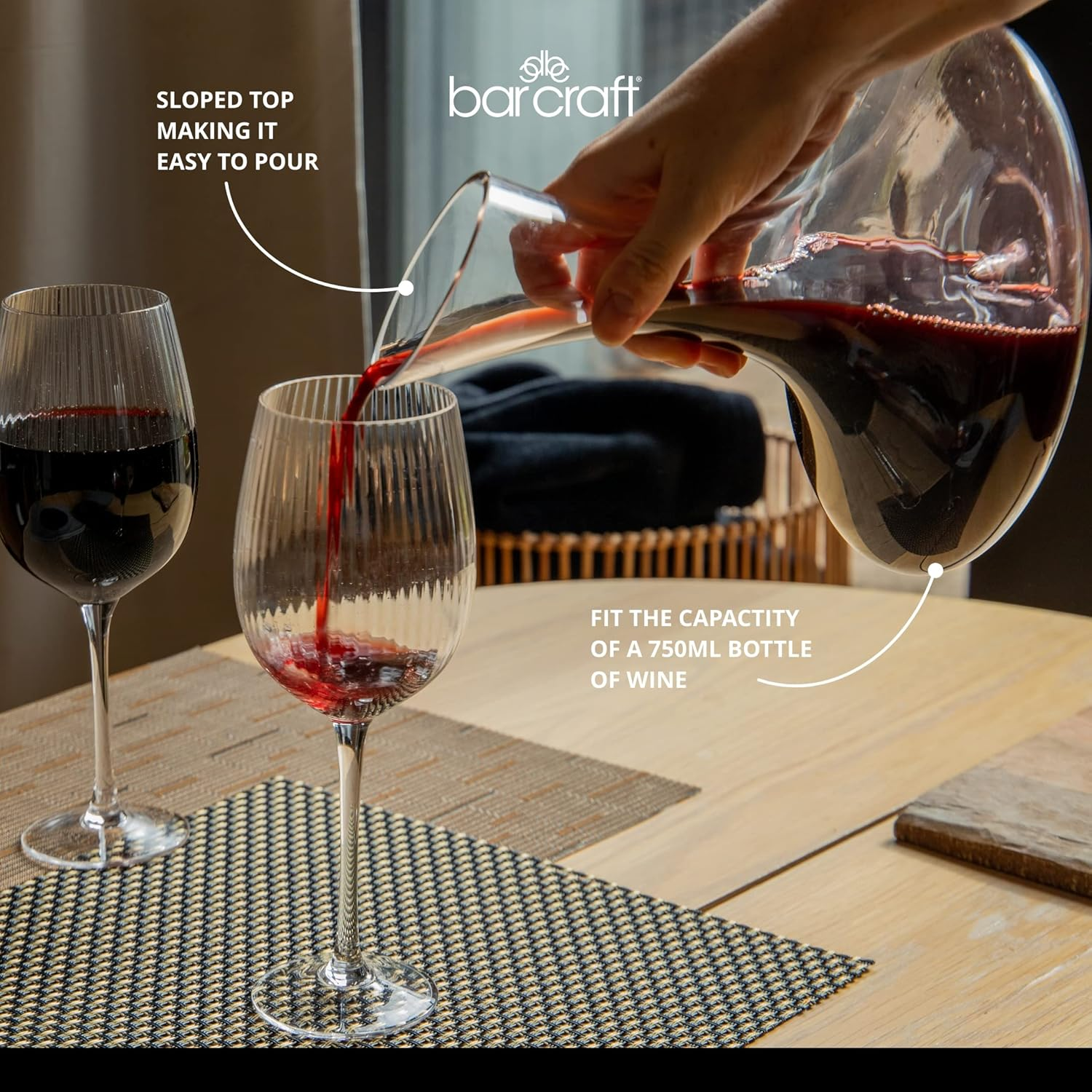 Barcraft Deluxe Glas Wine Decanter, 1.5 Litre image number 6