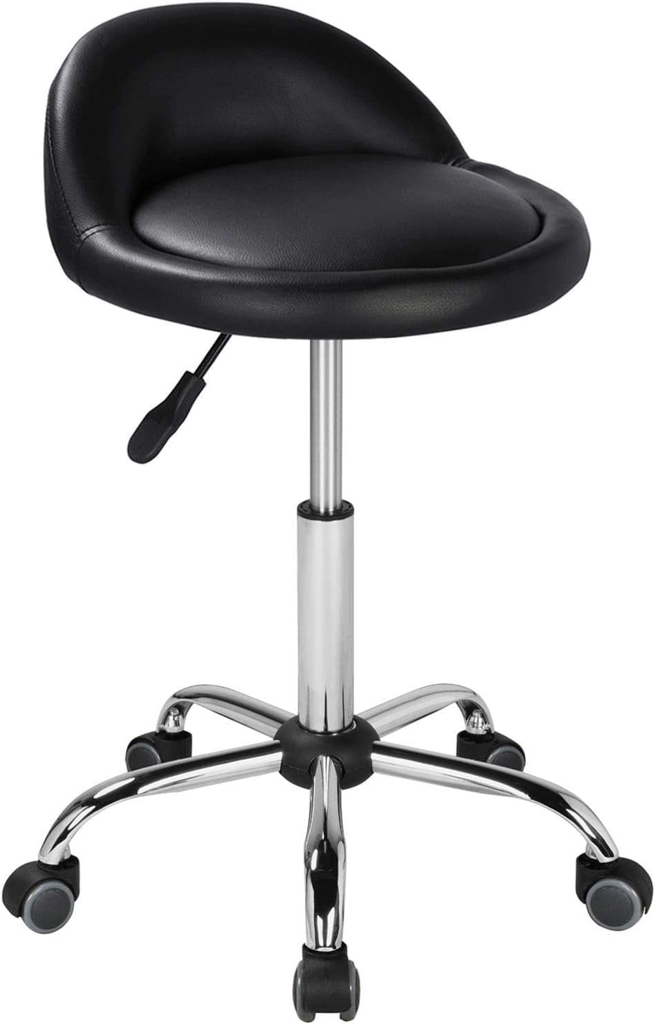 Salon Stool Swivel Rolling Stool with Wheels in 42-55 CM Height Adjustable Drafting Rolling Stools with Low Back Black image number 4
