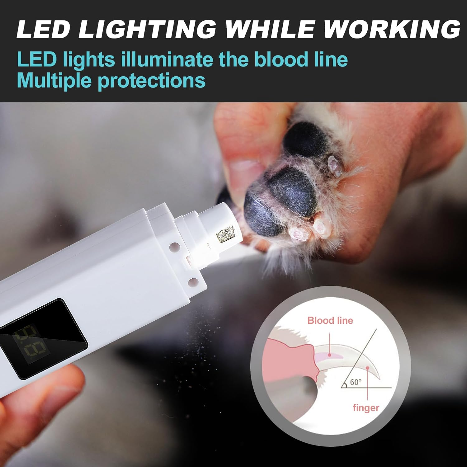 Koalakraft Dog Nail Grinder and Clippers Set &ndash; Rechargeable, Low Noise Electric Pet Nail Grinder for Dogs & Cats, LED Display, 4 Adjustable Speeds, Grooming Kit with Dog Nail Trimmer & File image number 4