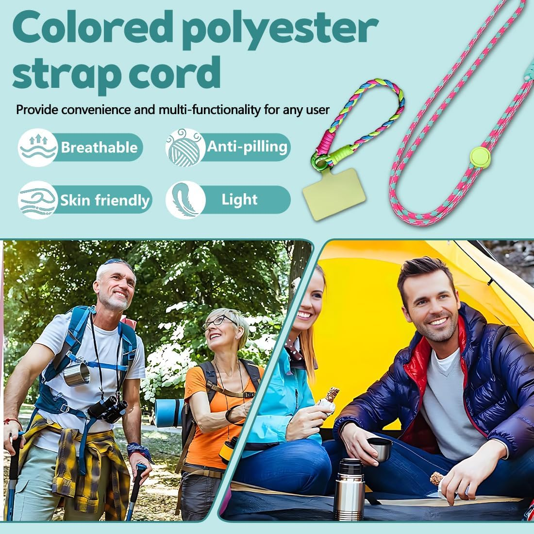 Pack of 2 Universal Mobile Phone Chains Suitable for All Smartphones, Chain for Hanging around Neck and Wrist, Pad with Cord, Smartphone Chain for on the Go, Mobile Phone Strap Universal image number 4