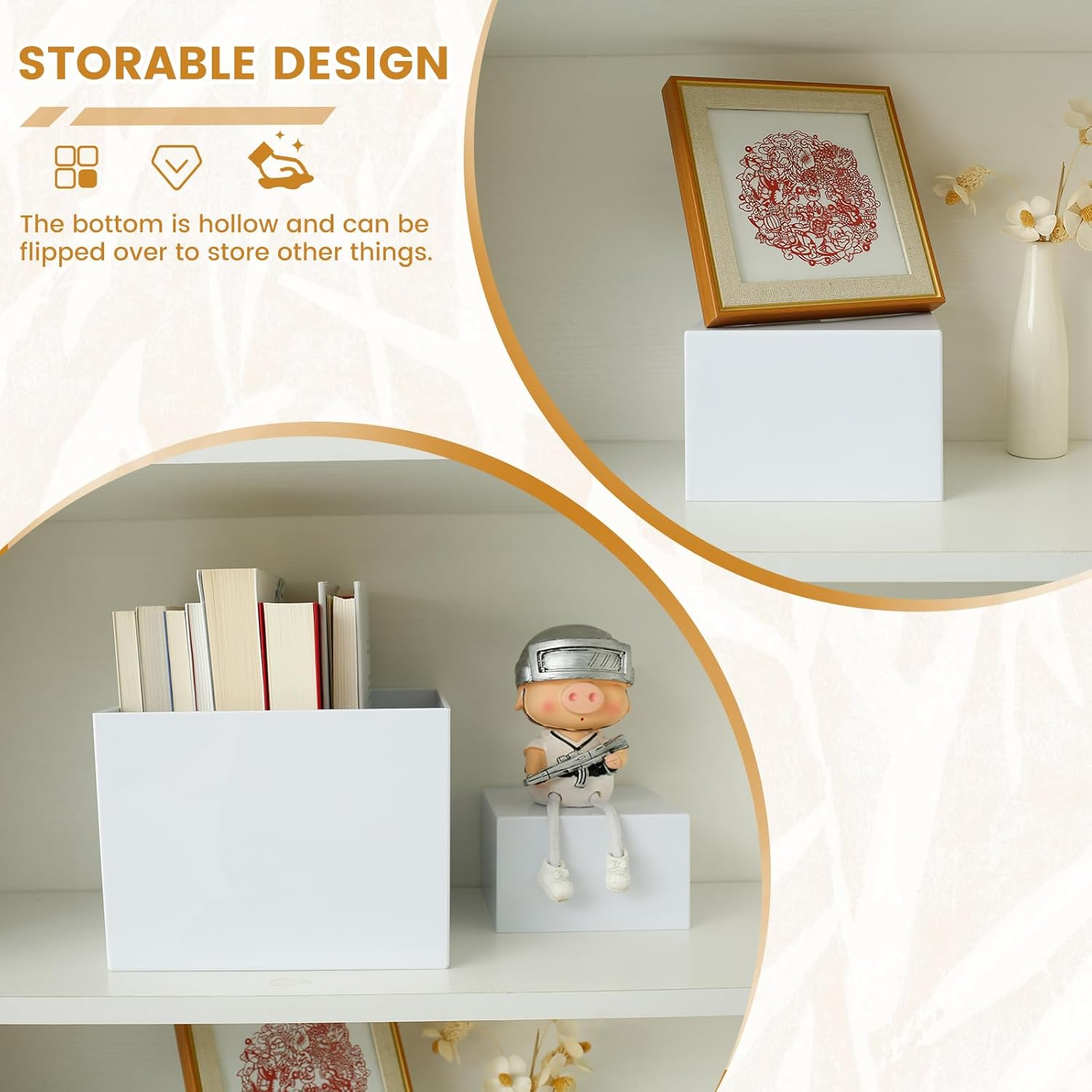 6 Pcs Acrylic Display Boxes Risers, 6 Different Sizes Stackable Buffet Stands, Food Display Risers for Party Buffet Table 3 Inch + 4 Inch + 5 Inch + 6 Inch + 7 Inch + 8 Inch (White) - White image number 2