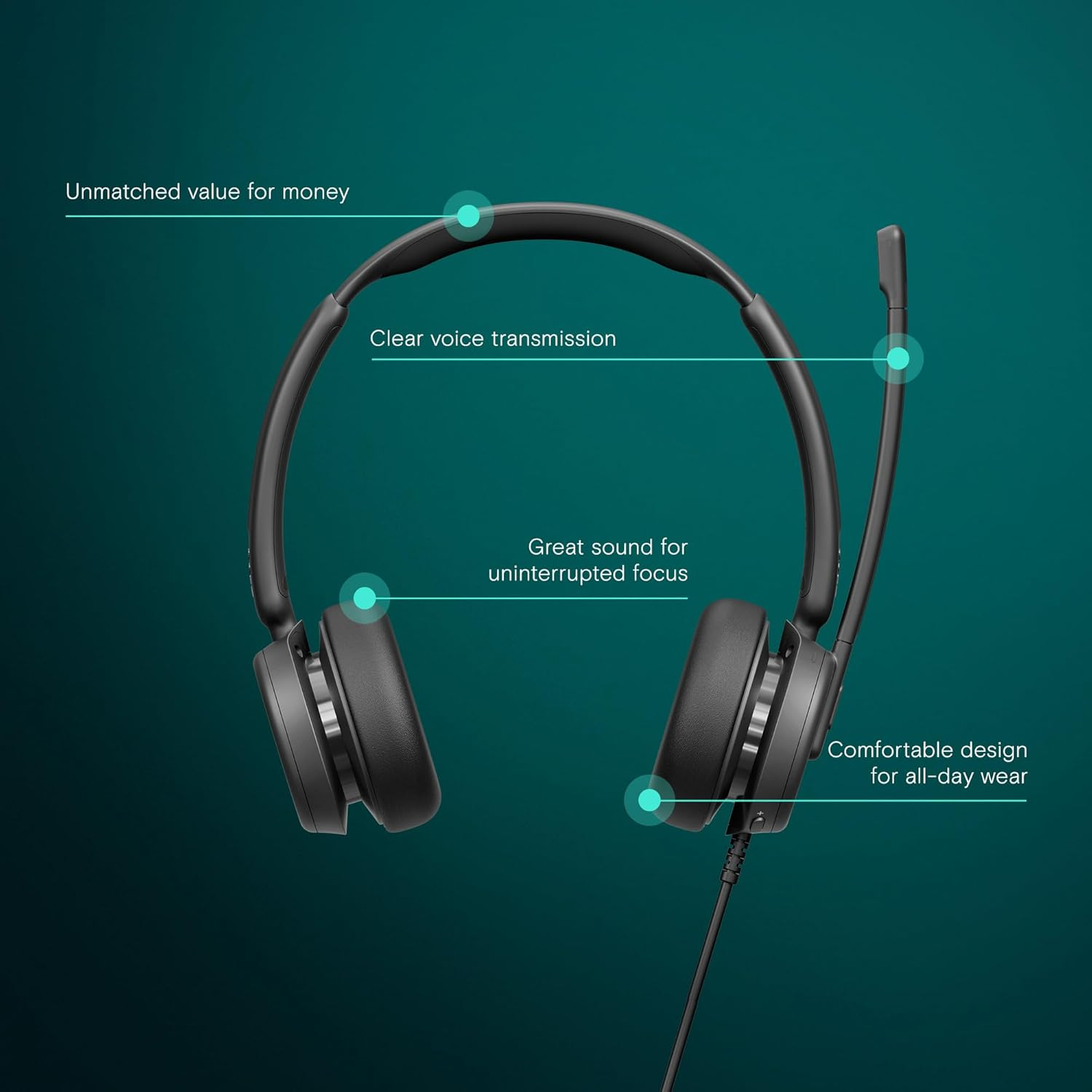 EPOS Impact 460 - Binaural On-Ear Headset with Dual Microphone, Noise Cancellation, USB-C/USB/A Connectivity, Home Office, Plug-And-Play, Zoom, UC image number 2