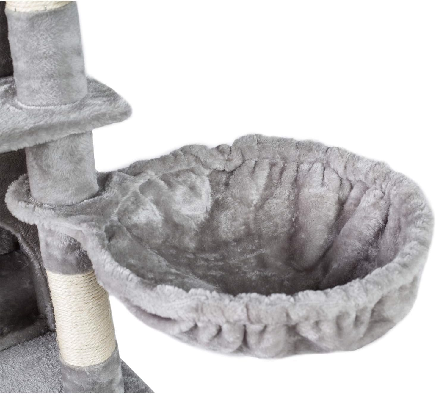 Hey-Brother XL Cat Tree, 186 Cm Cat Tower with 3 Caves, 3 Cozy Perches, Scratching Posts, Board, Activity Center Stable for Kitten/Big Cat, Light Gray MPJ032W image number 2