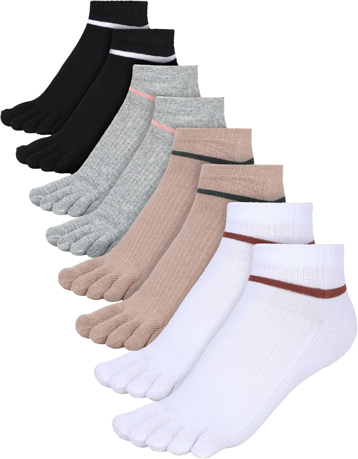 4 Pair Women Five Toe Socks Cotton Toe Socks Athletic Running Long Split Toe Women'S Cotton Socks