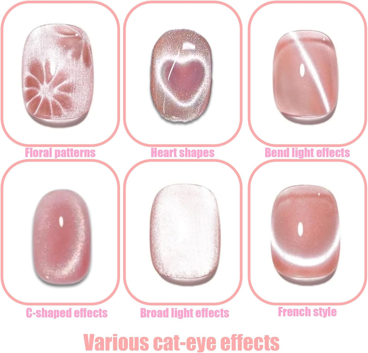 3Pcs Heart Cat Eye Nail Magnet Set, Including 1 Nail Bar & 2 Y-Shaped Magnet Tools for Cat Eye Gel Polish DIY Manicure Design Kit image number 4